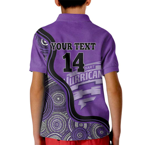 Custom Hobart Hurricanes Kid Polo Shirt Indigenous Art - Grunge Style