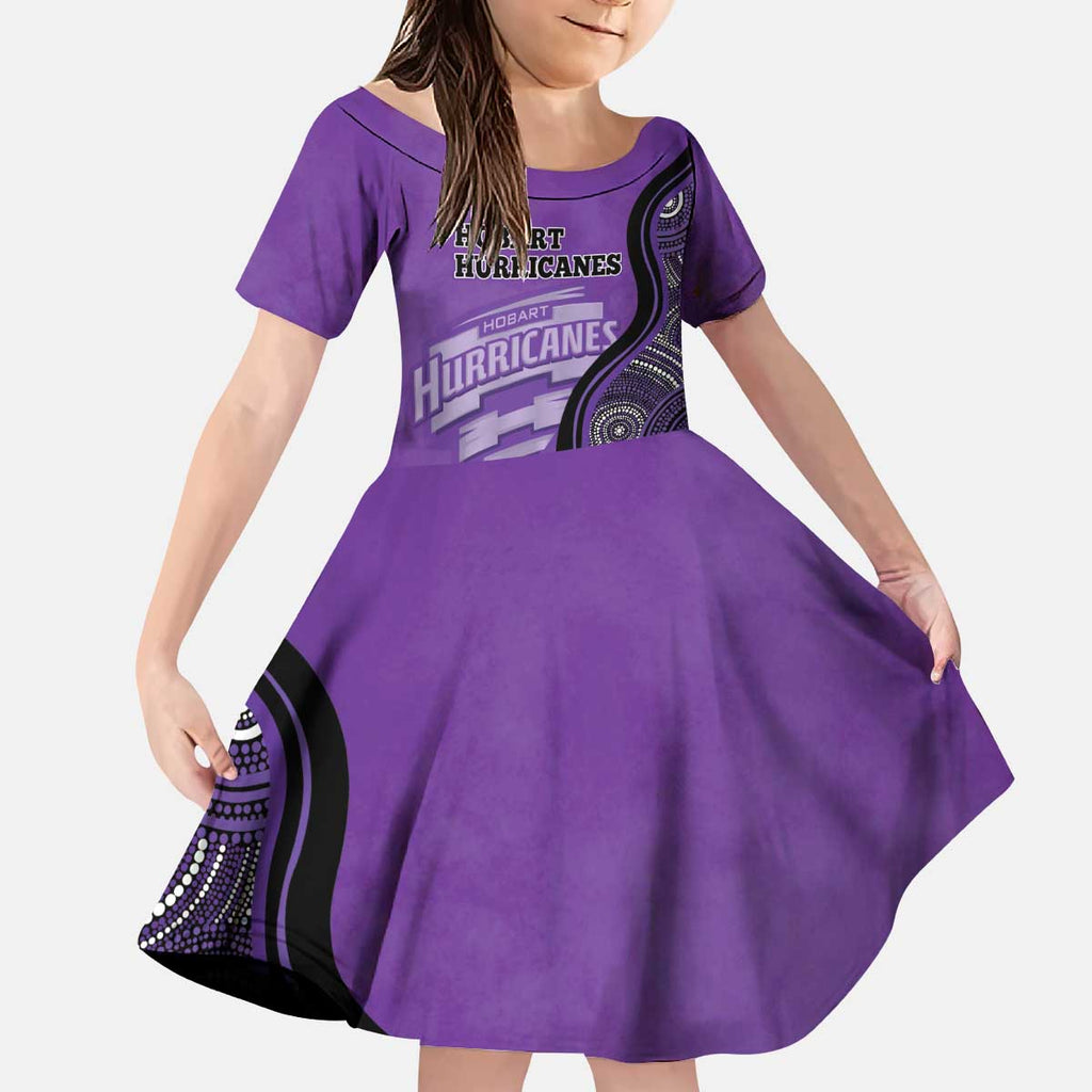 Custom Hobart Hurricanes Kid Short Sleeve Dress Indigenous Art - Grunge Style