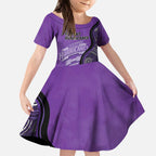 Custom Hobart Hurricanes Kid Short Sleeve Dress Indigenous Art - Grunge Style