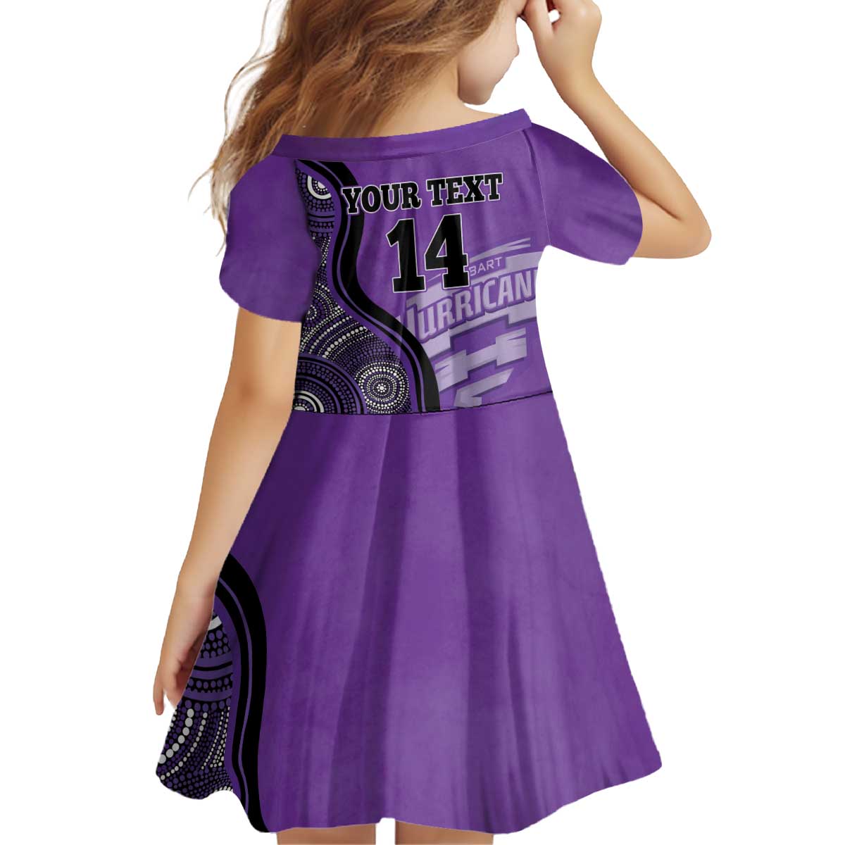 Custom Hobart Hurricanes Kid Short Sleeve Dress Indigenous Art - Grunge Style