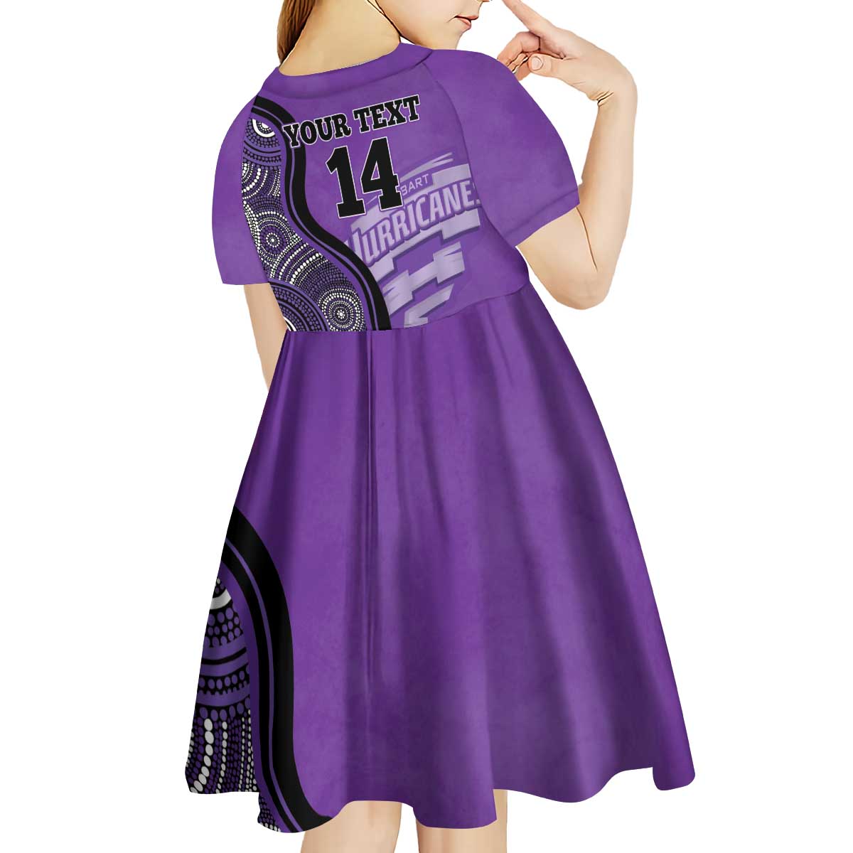 Custom Hobart Hurricanes Kid Short Sleeve Dress Indigenous Art - Grunge Style