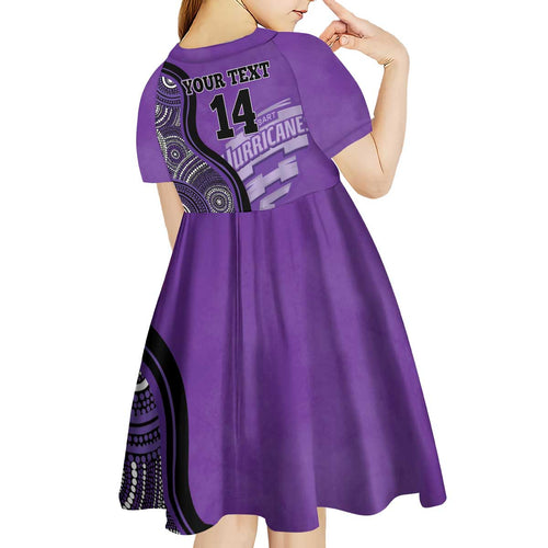 Custom Hobart Hurricanes Kid Short Sleeve Dress Indigenous Art - Grunge Style
