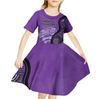 Custom Hobart Hurricanes Kid Short Sleeve Dress Indigenous Art - Grunge Style