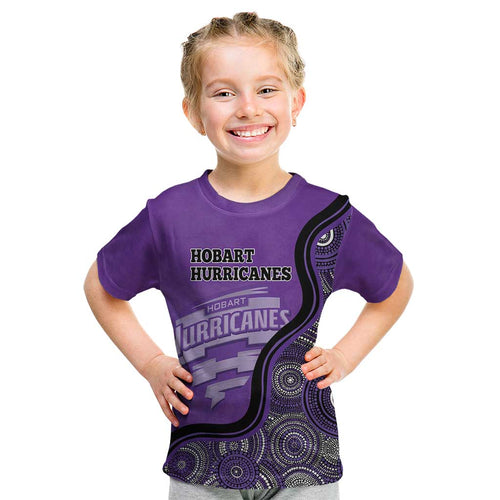 Custom Hobart Hurricanes Kid T Shirt Indigenous Art - Grunge Style