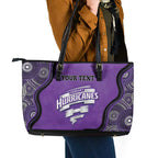 Custom Hobart Hurricanes Leather Tote Bag Indigenous Art - Grunge Style
