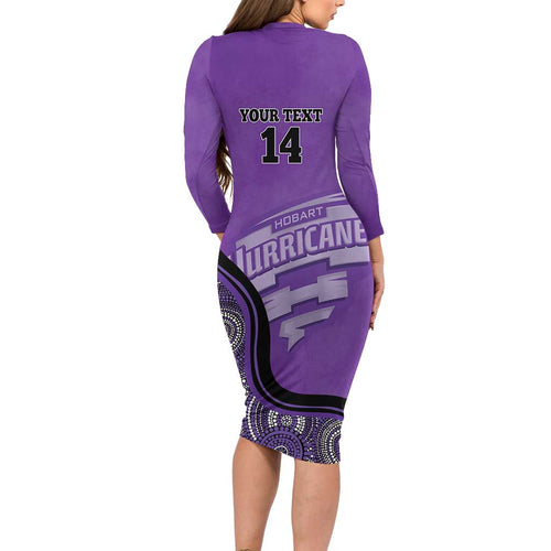 Custom Hobart Hurricanes Long Sleeve Bodycon Dress Indigenous Art - Grunge Style