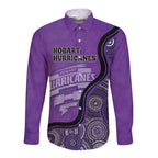 Custom Hobart Hurricanes Long Sleeve Button Shirt Indigenous Art - Grunge Style