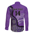 Custom Hobart Hurricanes Long Sleeve Button Shirt Indigenous Art - Grunge Style