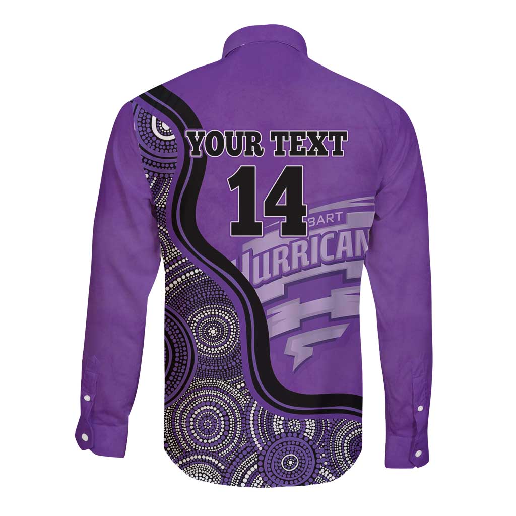Custom Hobart Hurricanes Long Sleeve Button Shirt Indigenous Art - Grunge Style