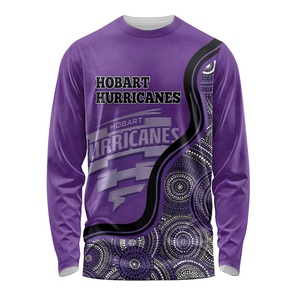 Custom Hobart Hurricanes Long Sleeve Shirt Indigenous Art - Grunge Style