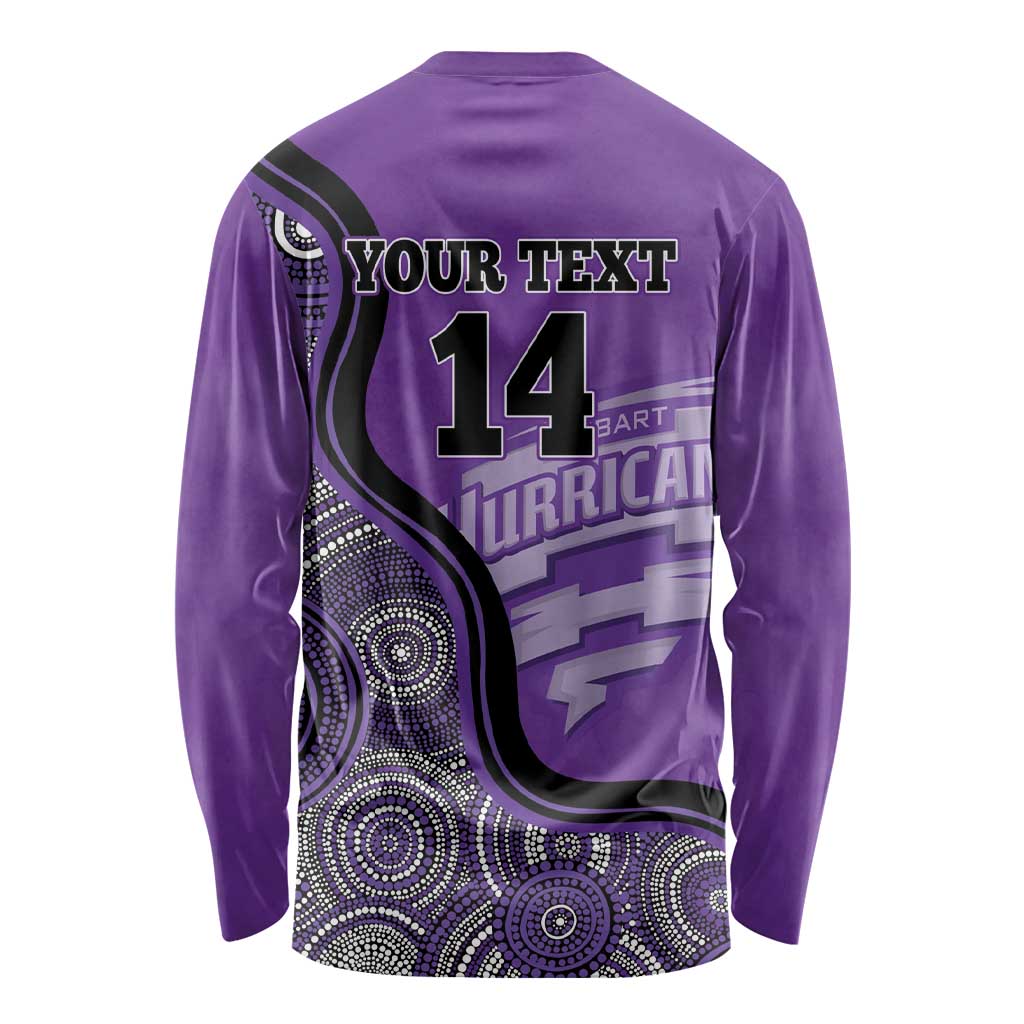 Custom Hobart Hurricanes Long Sleeve Shirt Indigenous Art - Grunge Style