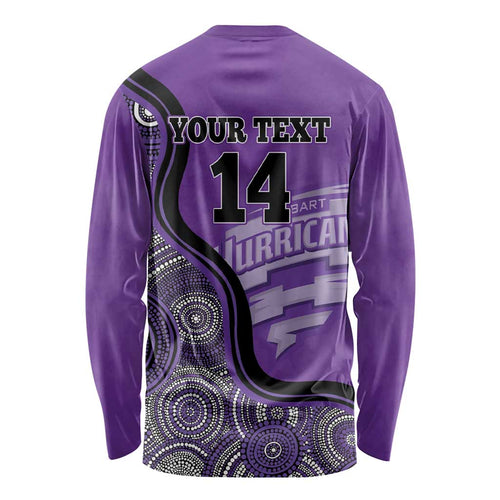 Custom Hobart Hurricanes Long Sleeve Shirt Indigenous Art - Grunge Style