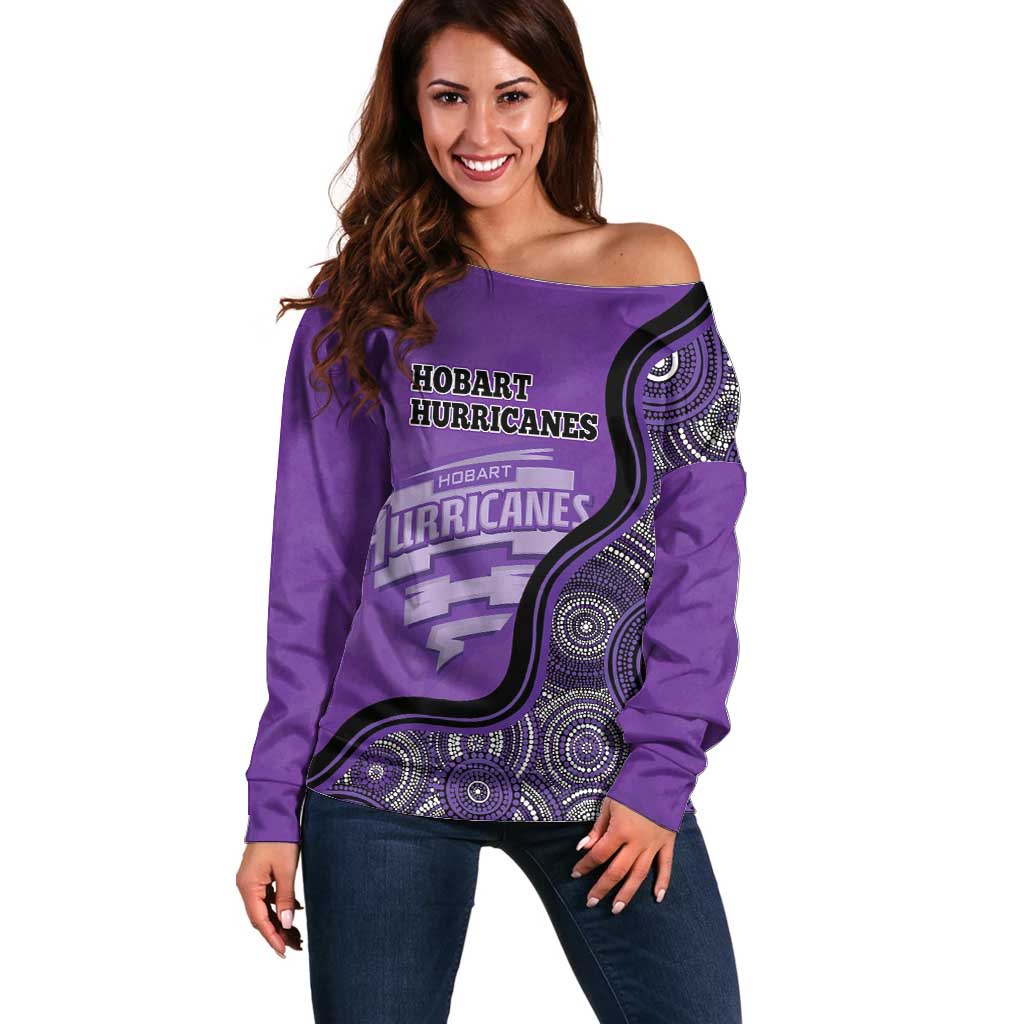Custom Hobart Hurricanes Off Shoulder Sweater Indigenous Art - Grunge Style