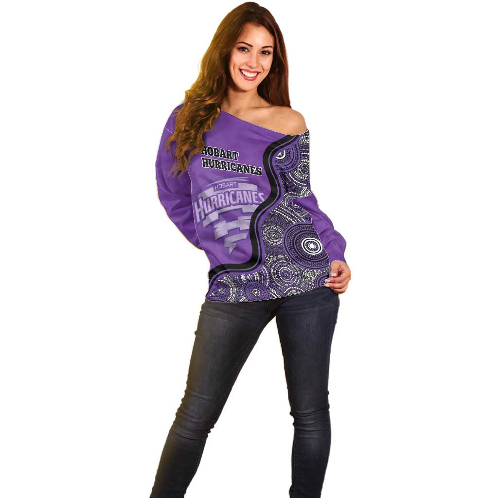 Custom Hobart Hurricanes Off Shoulder Sweater Indigenous Art - Grunge Style