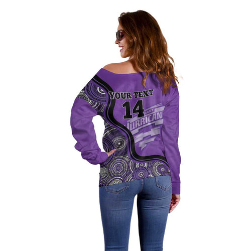 Custom Hobart Hurricanes Off Shoulder Sweater Indigenous Art - Grunge Style