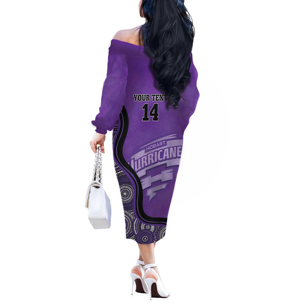 Custom Hobart Hurricanes Off The Shoulder Long Sleeve Dress Indigenous Art - Grunge Style