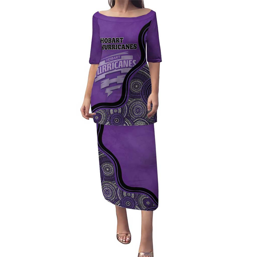 Custom Hobart Hurricanes Puletasi Indigenous Art - Grunge Style