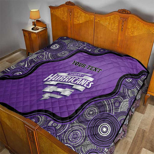 Custom Hobart Hurricanes Quilt Indigenous Art - Grunge Style