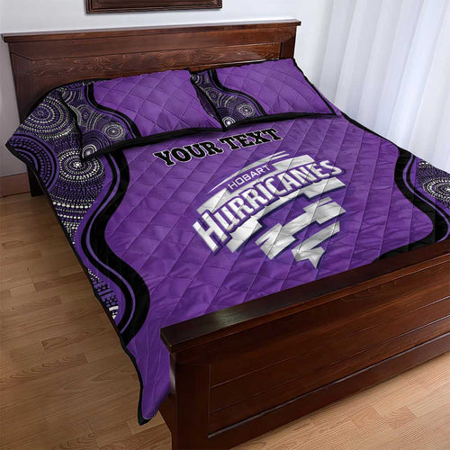 Custom Hobart Hurricanes Quilt Bed Set Indigenous Art - Grunge Style