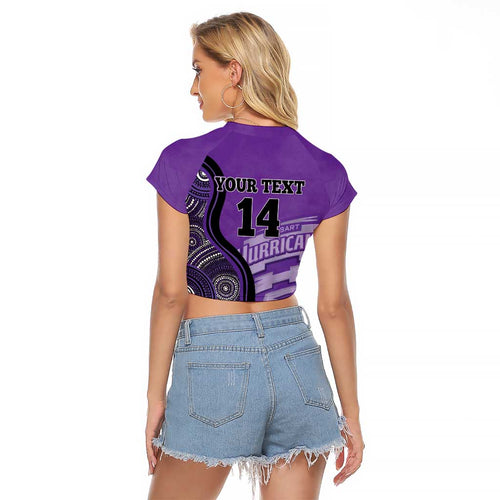 Custom Hobart Hurricanes Raglan Cropped T Shirt Indigenous Art - Grunge Style