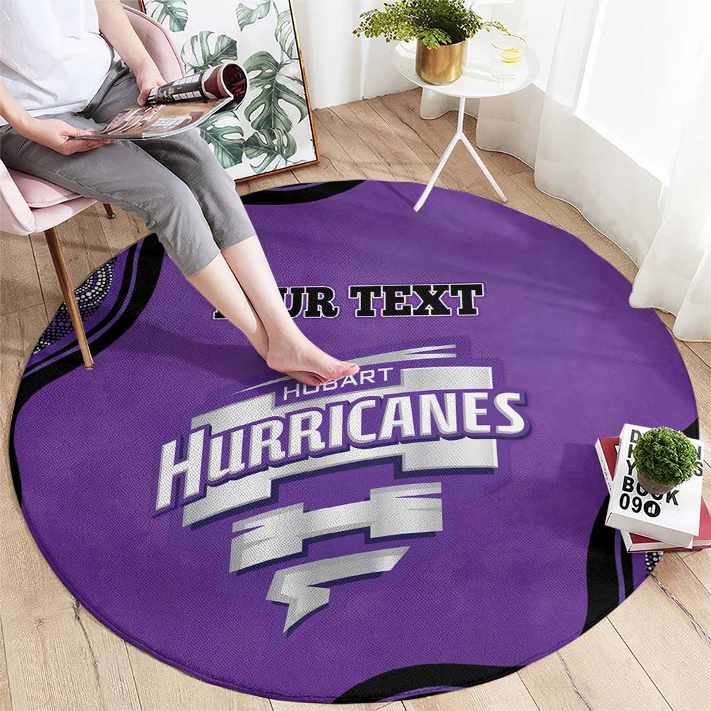 Custom Hobart Hurricanes Round Carpet Indigenous Art - Grunge Style