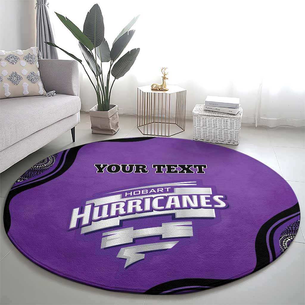 Custom Hobart Hurricanes Round Carpet Indigenous Art - Grunge Style