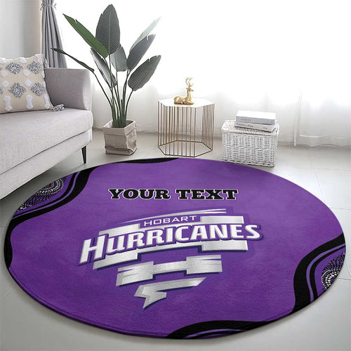Custom Hobart Hurricanes Round Carpet Indigenous Art - Grunge Style