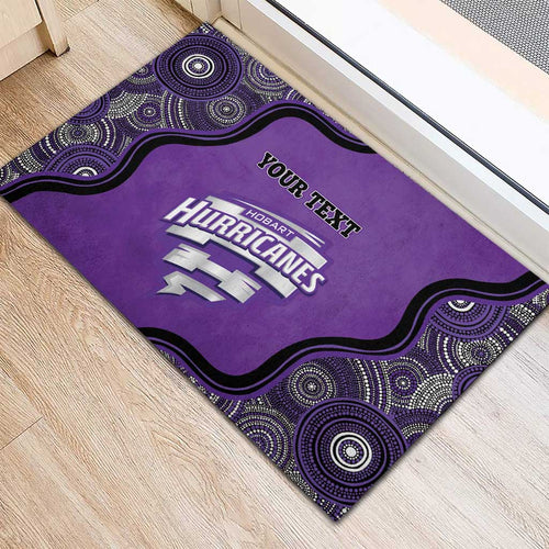 Custom Hobart Hurricanes Rubber Doormat Indigenous Art - Grunge Style