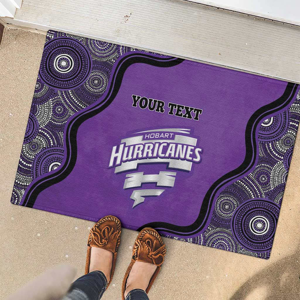 Custom Hobart Hurricanes Rubber Doormat Indigenous Art - Grunge Style