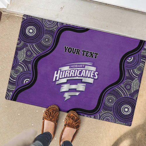 Custom Hobart Hurricanes Rubber Doormat Indigenous Art - Grunge Style