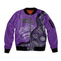 Custom Hobart Hurricanes Sleeve Zip Bomber Jacket Indigenous Art - Grunge Style