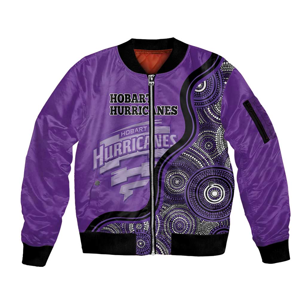 Custom Hobart Hurricanes Sleeve Zip Bomber Jacket Indigenous Art - Grunge Style