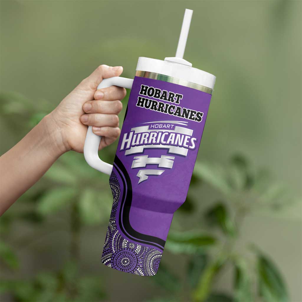 Custom Hobart Hurricanes Tumbler With Handle Indigenous Art - Grunge Style
