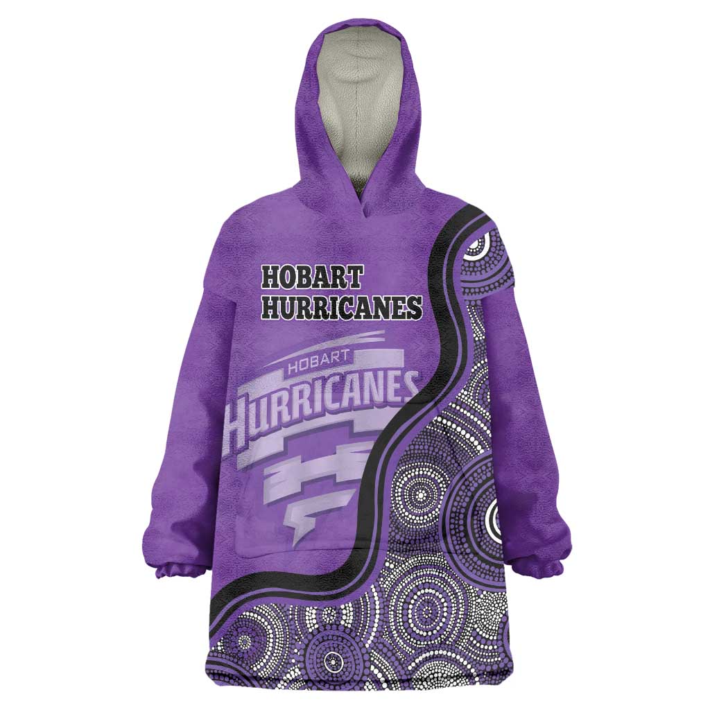 Custom Hobart Hurricanes Wearable Blanket Hoodie Indigenous Art - Grunge Style
