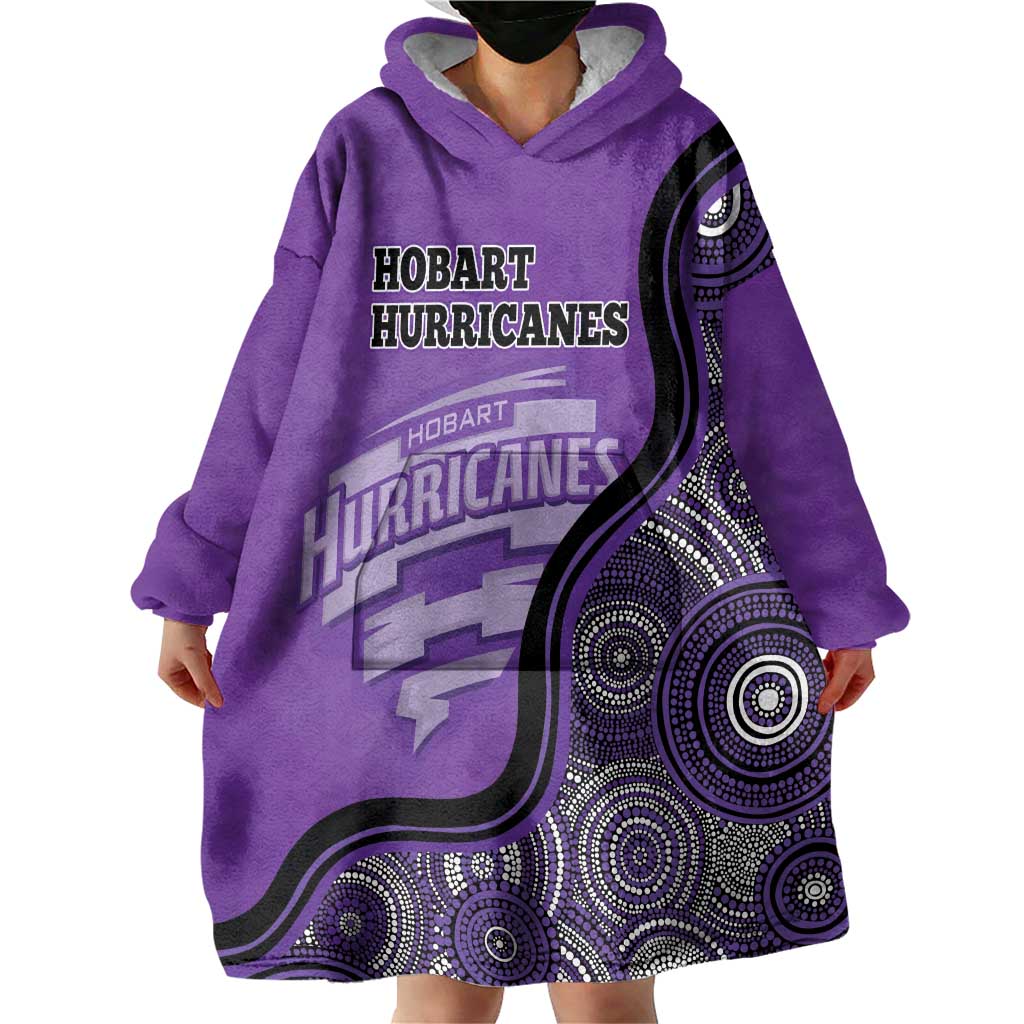 Custom Hobart Hurricanes Wearable Blanket Hoodie Indigenous Art - Grunge Style
