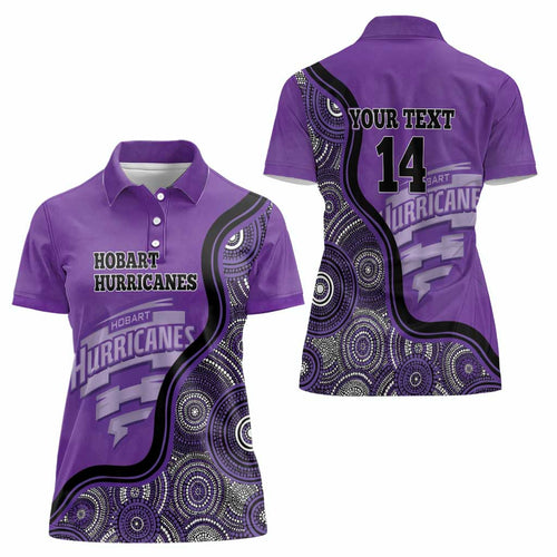Custom Hobart Hurricanes Women Polo Shirt Indigenous Art - Grunge Style