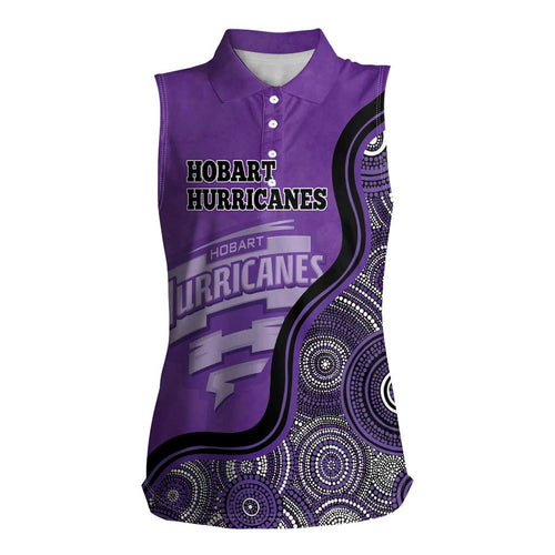 Custom Hobart Hurricanes Women Sleeveless Polo Shirt Indigenous Art - Grunge Style
