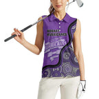 Custom Hobart Hurricanes Women Sleeveless Polo Shirt Indigenous Art - Grunge Style