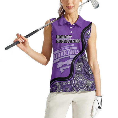 Custom Hobart Hurricanes Women Sleeveless Polo Shirt Indigenous Art - Grunge Style