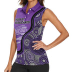 Custom Hobart Hurricanes Women Sleeveless Polo Shirt Indigenous Art - Grunge Style