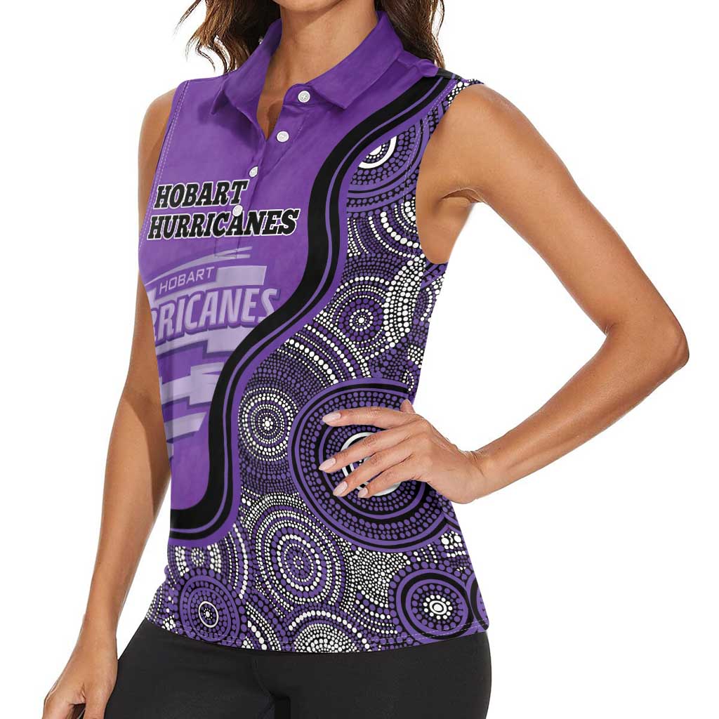 Custom Hobart Hurricanes Women Sleeveless Polo Shirt Indigenous Art - Grunge Style