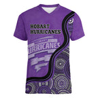 Custom Hobart Hurricanes Women V-Neck T-Shirt Indigenous Art - Grunge Style