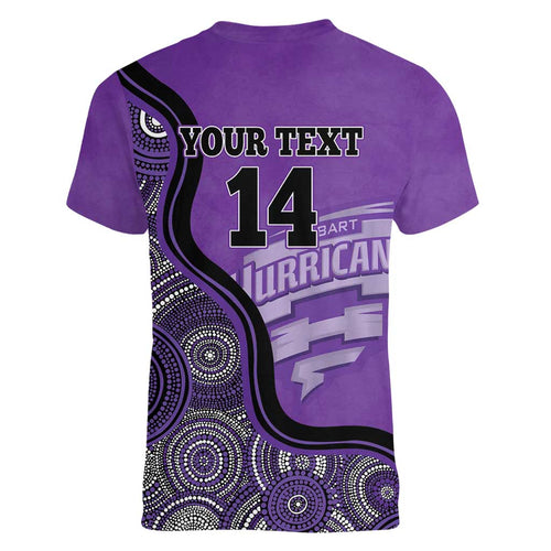 Custom Hobart Hurricanes Women V-Neck T-Shirt Indigenous Art - Grunge Style