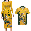 Polkinghorne Australia Matildas Couples Matching Long Sleeve Bodycon Dress and Hawaiian Shirt 2024 Thank You Polks