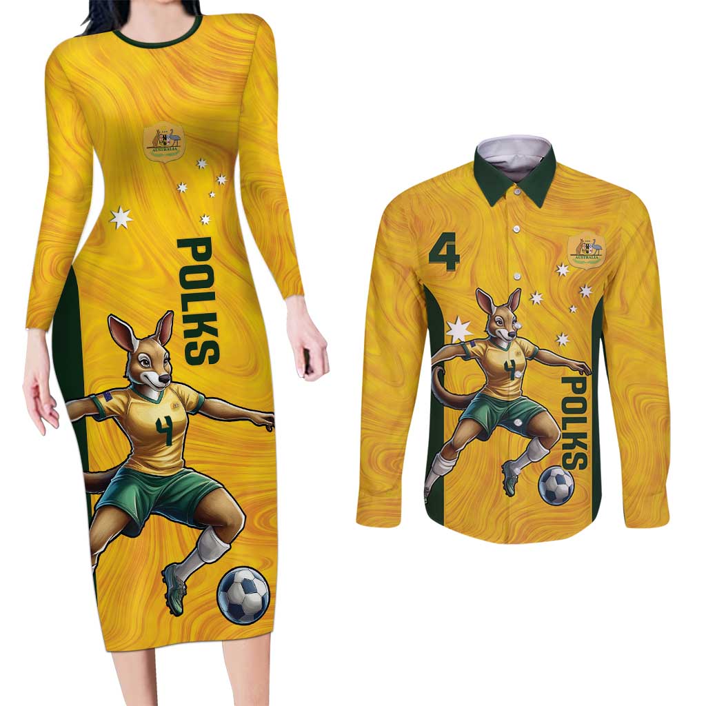 Polkinghorne Australia Matildas Couples Matching Long Sleeve Bodycon Dress and Long Sleeve Button Shirt 2024 Thank You Polks
