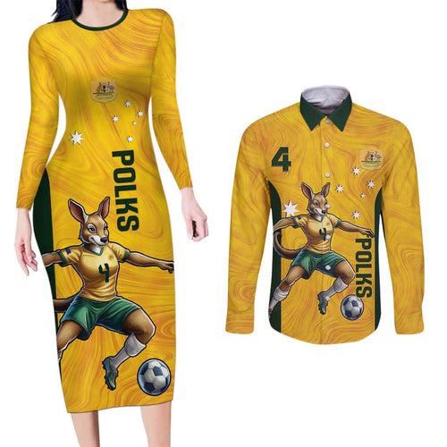 Polkinghorne Australia Matildas Couples Matching Long Sleeve Bodycon Dress and Long Sleeve Button Shirt 2024 Thank You Polks