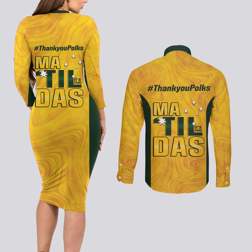 Polkinghorne Australia Matildas Couples Matching Long Sleeve Bodycon Dress and Long Sleeve Button Shirt 2024 Thank You Polks