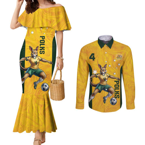 Polkinghorne Australia Matildas Couples Matching Mermaid Dress and Long Sleeve Button Shirt 2024 Thank You Polks