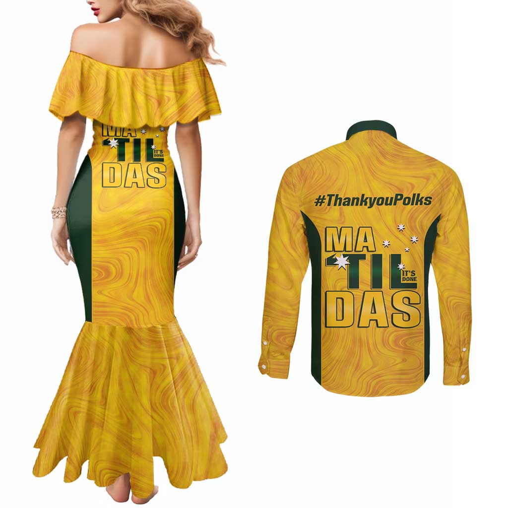 Polkinghorne Australia Matildas Couples Matching Mermaid Dress and Long Sleeve Button Shirt 2024 Thank You Polks
