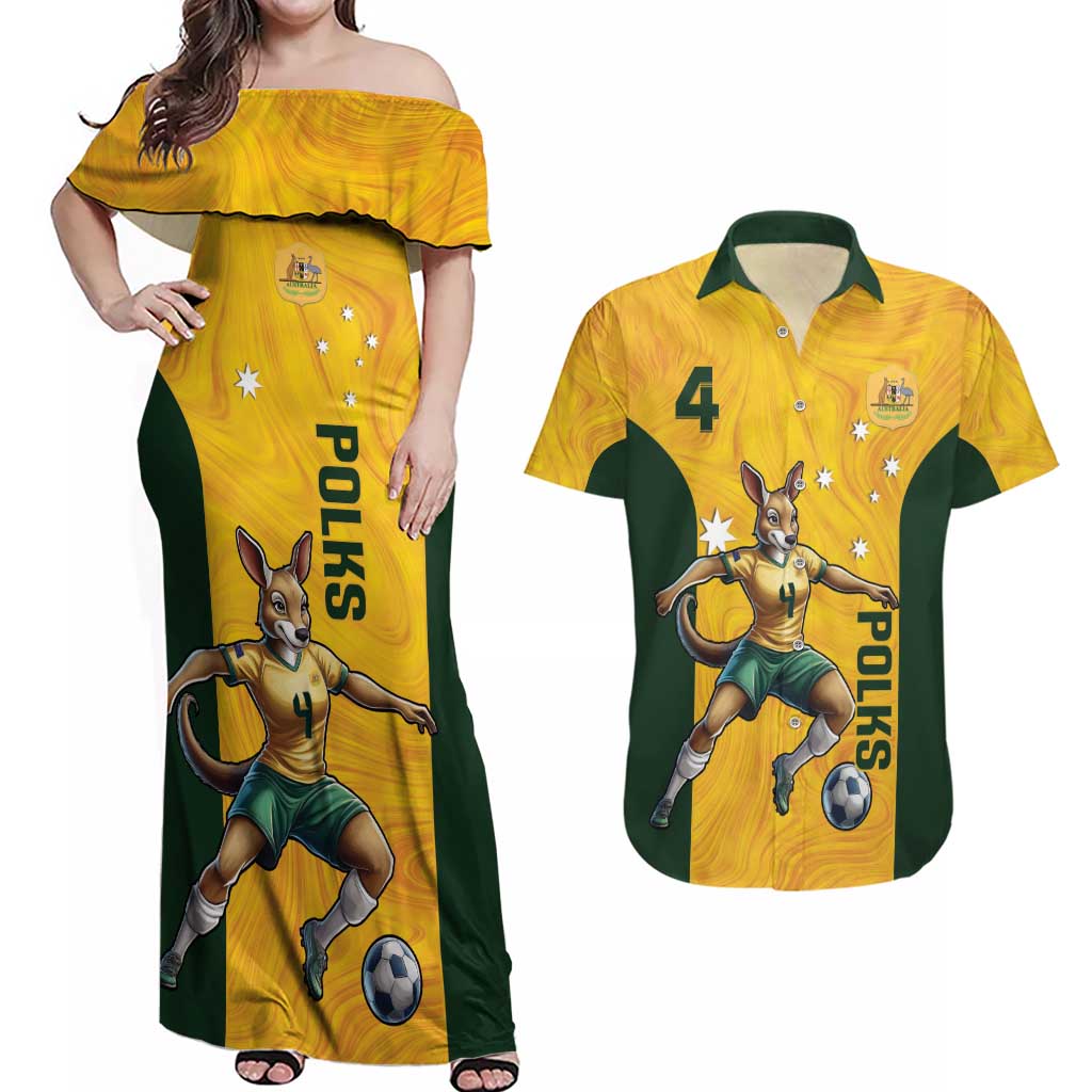 Polkinghorne Australia Matildas Couples Matching Off Shoulder Maxi Dress and Hawaiian Shirt 2024 Thank You Polks